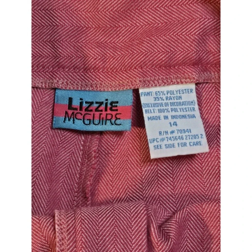 Kohls Lizzie McGuire Size 14 Haringbone‎ Pink Pants With Embroidered Pocket
